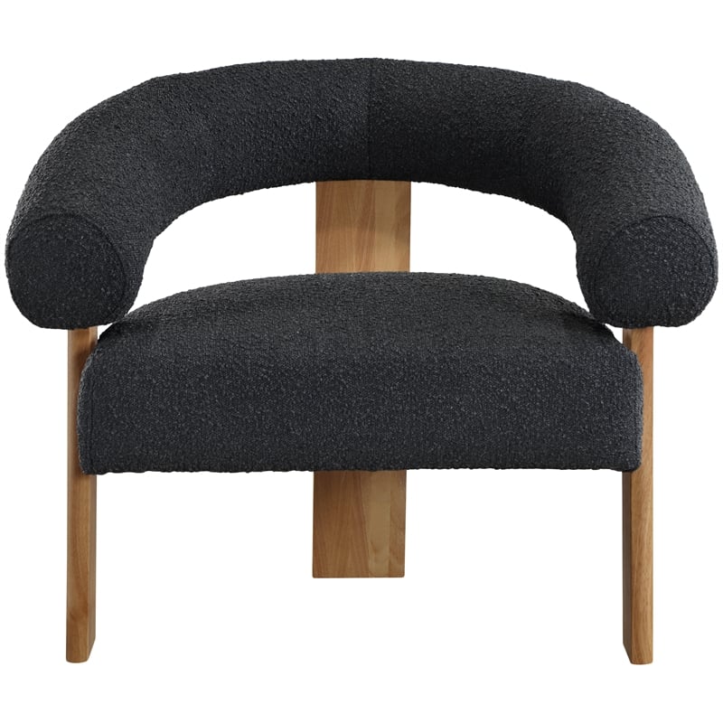 Pemberly Row Mid-Century Black Boucle Fabric Accent Chair - 35.5