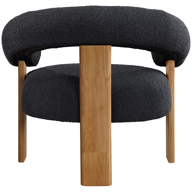 Pemberly Row Mid-Century Black Boucle Fabric Accent Chair - 35.5