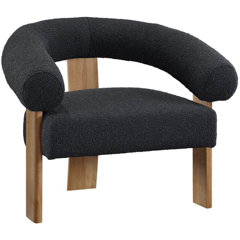 Pemberly Row Mid-Century Black Boucle Fabric Accent Chair - 35.5