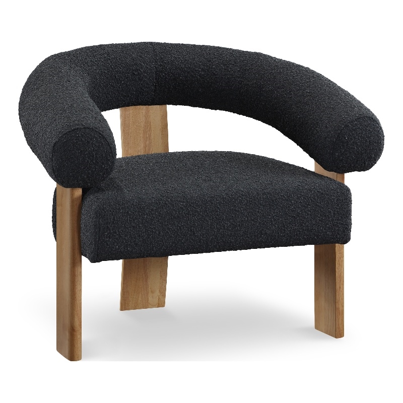 Pemberly Row Mid-Century Black Boucle Fabric Accent Chair - 35.5
