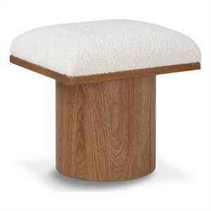 Pemberly Row Modern Cream Boucle Fabric Bench/Stool - 15.5&quotW x 18&quotD x 17.5&quotH