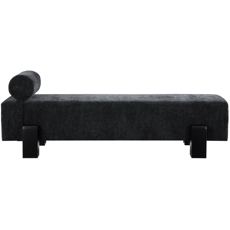 Pemberly Row Mid-Century Soft Black Chenille Fabric Bench - 72