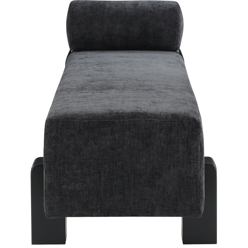 Pemberly Row Mid-Century Soft Black Chenille Fabric Bench - 72