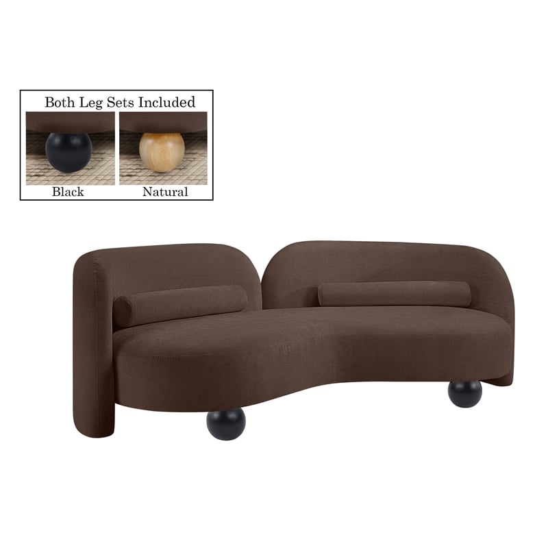 Pemberly Row Contemporary Soft Brown Chenille Fabric Sofa - 89