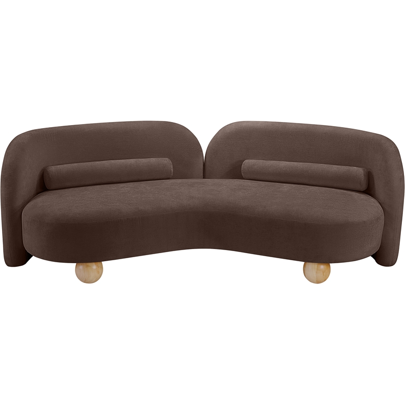 Pemberly Row Contemporary Soft Brown Chenille Fabric Sofa - 89