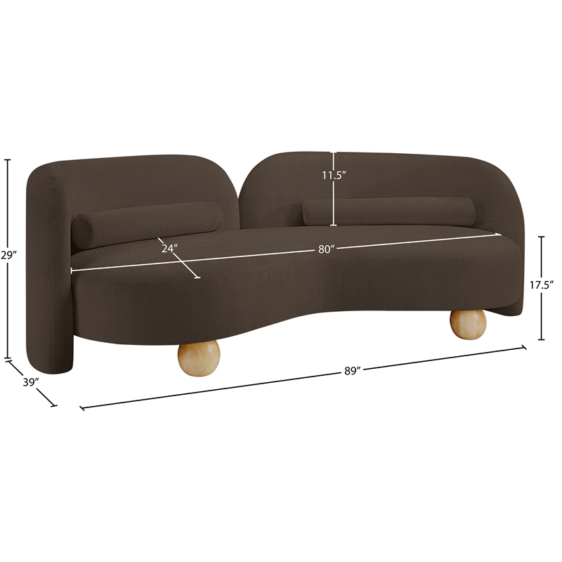 Pemberly Row Contemporary Soft Brown Chenille Fabric Sofa - 89