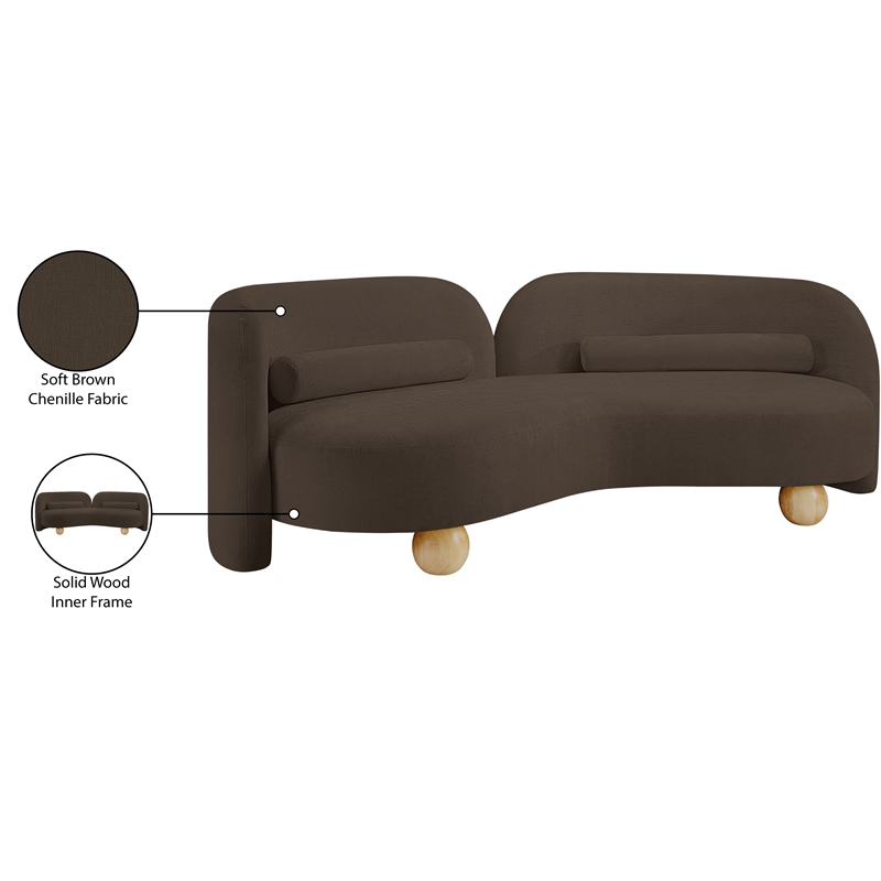 Pemberly Row Contemporary Soft Brown Chenille Fabric Sofa - 89