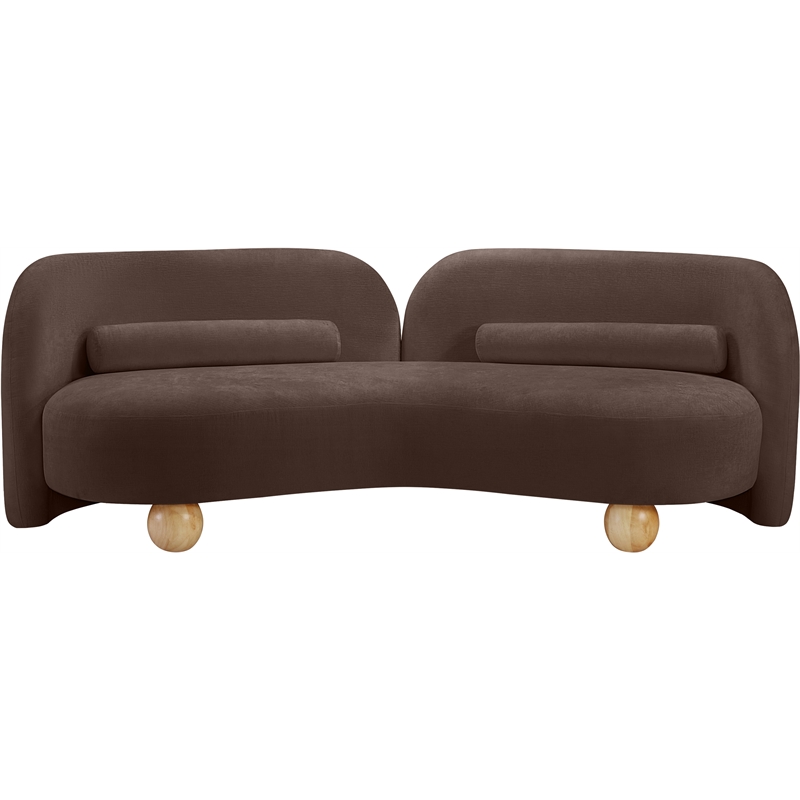 Pemberly Row Contemporary Soft Brown Chenille Fabric Sofa - 89