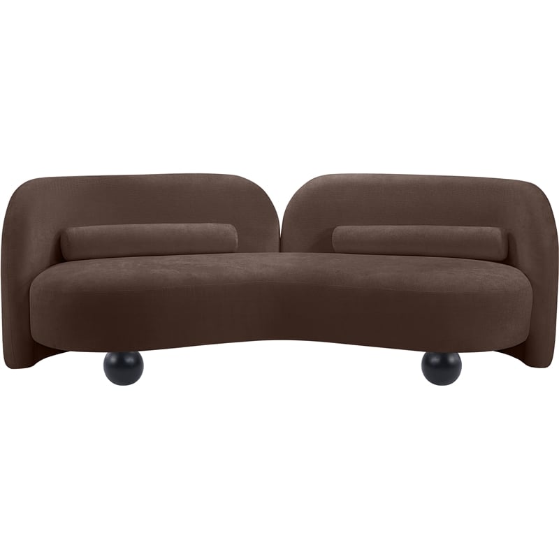 Pemberly Row Contemporary Soft Brown Chenille Fabric Sofa - 89