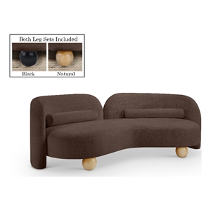 Pemberly Row Contemporary Soft Brown Chenille Fabric Sofa - 89&quotW x 39&quotD x 29&quotH