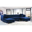 Pemberly Row Modern / Contemporary 3-Piece Velvet Sectional in Navy