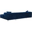 Pemberly Row Modern / Contemporary 3-Piece Velvet Sectional in Navy