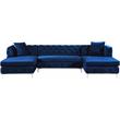 Pemberly Row Modern / Contemporary 3-Piece Velvet Sectional in Navy