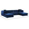 Pemberly Row Modern / Contemporary 3-Piece Velvet Sectional in Navy