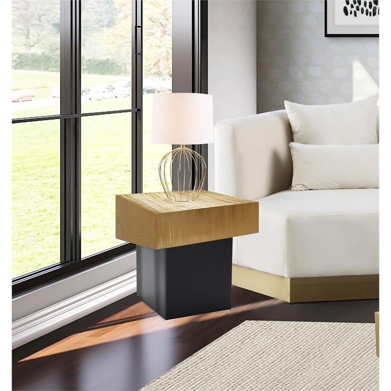 Pemberly Row Modern / Contemporary Textured Metal End Table in Gold