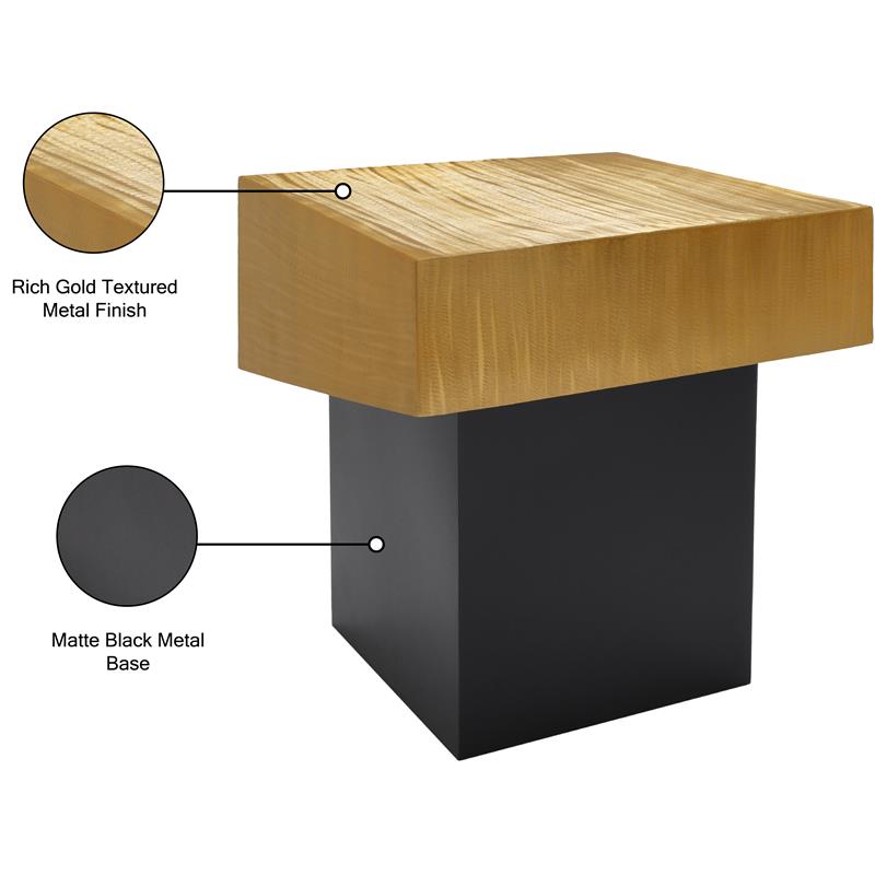 Pemberly Row Modern / Contemporary Textured Metal End Table in Gold