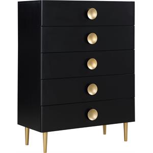 Pemberly Row Modern / Contemporary Metal Chest in Rich Black Finish