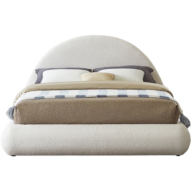 Pemberly Row Modern / Contemporary Soft Cream Teddy Fabric King Bed