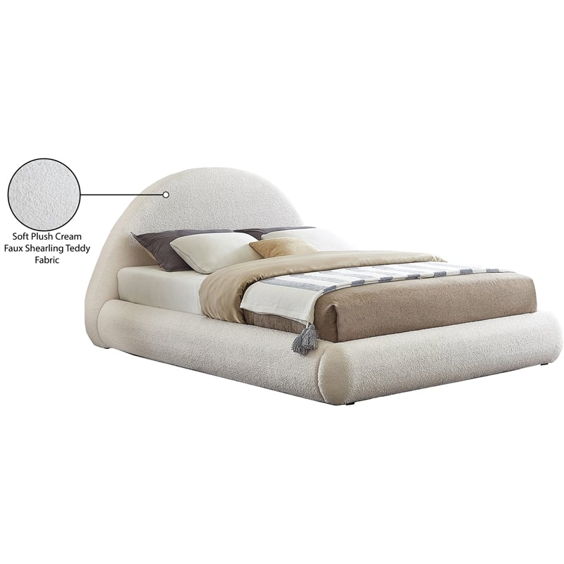 Pemberly Row Modern / Contemporary Soft Cream Teddy Fabric King Bed