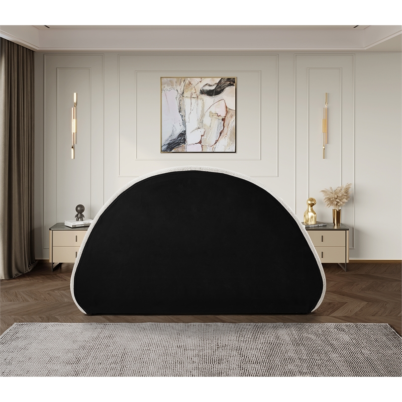 Pemberly Row Modern / Contemporary Soft Cream Teddy Fabric King Bed