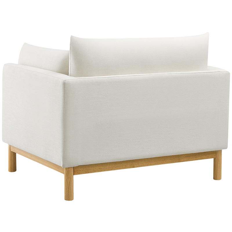 Pemberly Row Modern Mid-Century Cream Linen Textured Fabric Chair