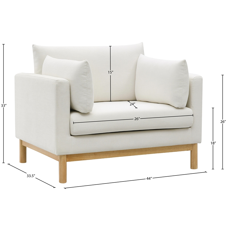 Pemberly Row Modern Mid-Century Cream Linen Textured Fabric Chair