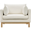 Pemberly Row Modern Mid-Century Cream Linen Textured Fabric Chair