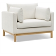 Pemberly Row Modern Mid-Century Cream Linen Textured Fabric Chair