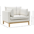 Pemberly Row Modern Mid-Century Cream Linen Textured Fabric Chair