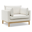Pemberly Row Modern Mid-Century Cream Linen Textured Fabric Chair