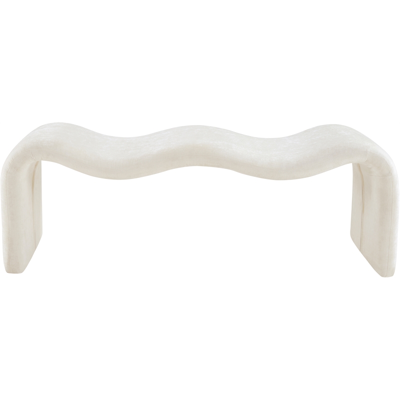 Pemberly Row Modern / Contemporary Soft Cream Chenille Fabric Bench