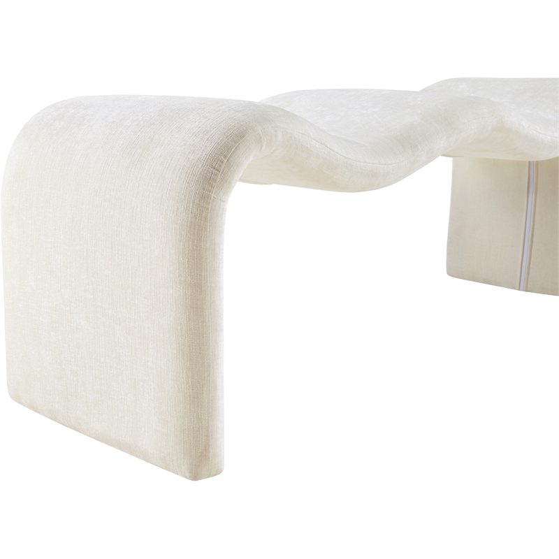 Pemberly Row Modern / Contemporary Soft Cream Chenille Fabric Bench