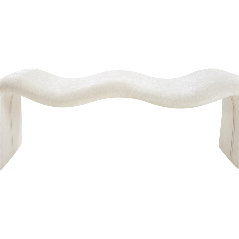 Pemberly Row Modern / Contemporary Soft Cream Chenille Fabric Bench