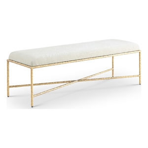 Pemberly Row Modern / Contemporary Soft Cream Chenille Fabric Bench