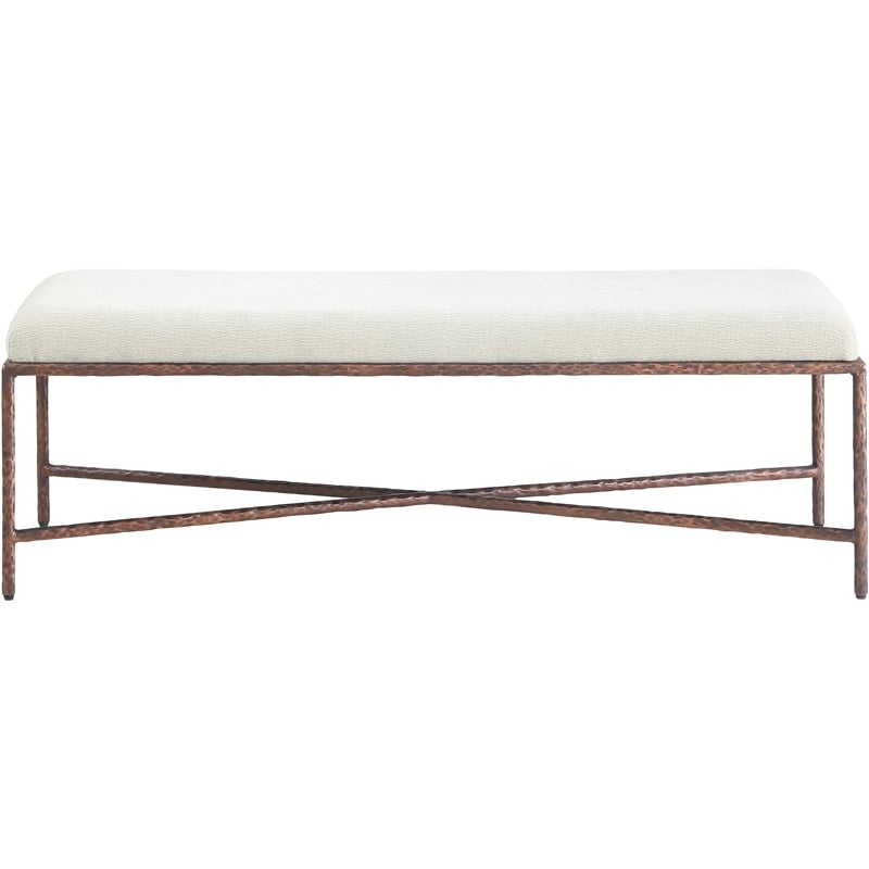 Pemberly Row Modern / Contemporary Soft Cream Chenille Fabric Bench