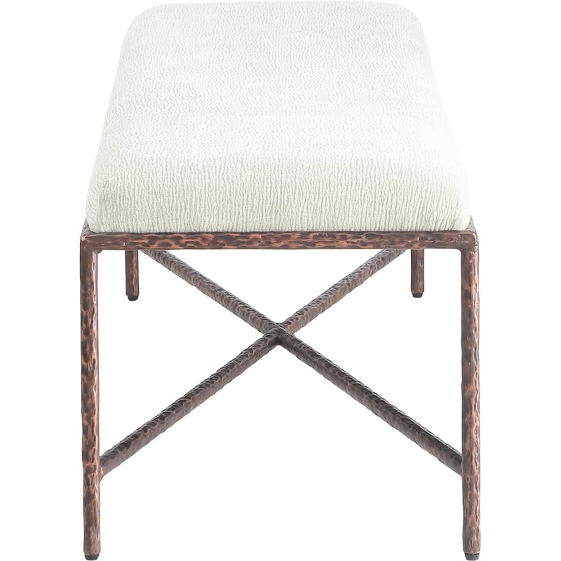 Pemberly Row Modern / Contemporary Soft Cream Chenille Fabric Bench