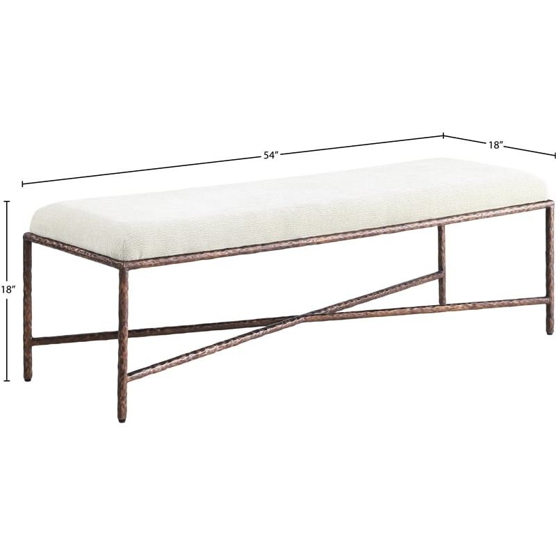 Pemberly Row Modern / Contemporary Soft Cream Chenille Fabric Bench