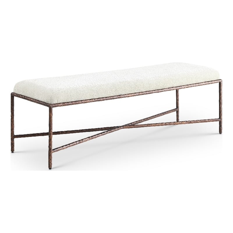 Pemberly Row Modern / Contemporary Soft Cream Chenille Fabric Bench