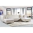 Pemberly Row Modern / Contemporary 3-Piece Velvet Sectional in Cream