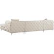 Pemberly Row Modern / Contemporary 3-Piece Velvet Sectional in Cream