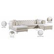 Pemberly Row Modern / Contemporary 3-Piece Velvet Sectional in Cream