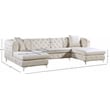 Pemberly Row Modern / Contemporary 3-Piece Velvet Sectional in Cream