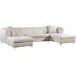 Pemberly Row Modern / Contemporary 3-Piece Velvet Sectional in Cream