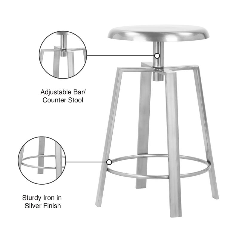 Pemberly Row Modern / Contemporary Silver Iron Counter and Bar Stool