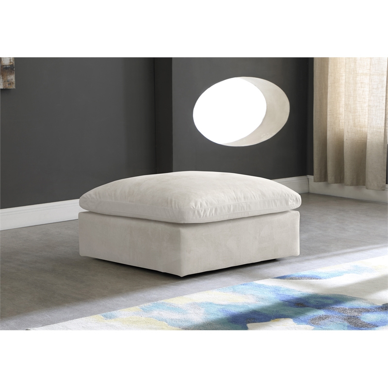 Pemberly Row Modern / Contemporary Soft Cream Velvet Modular Ottoman