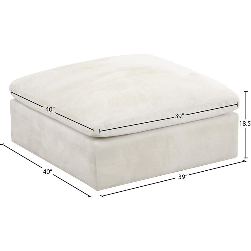 Pemberly Row Modern / Contemporary Soft Cream Velvet Modular Ottoman
