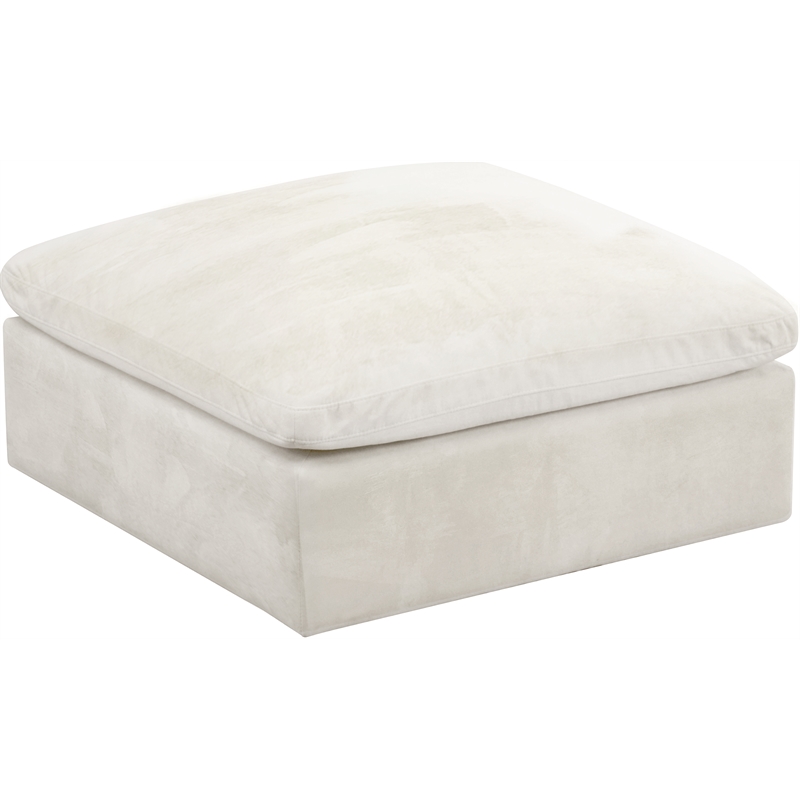 Pemberly Row Modern / Contemporary Soft Cream Velvet Modular Ottoman