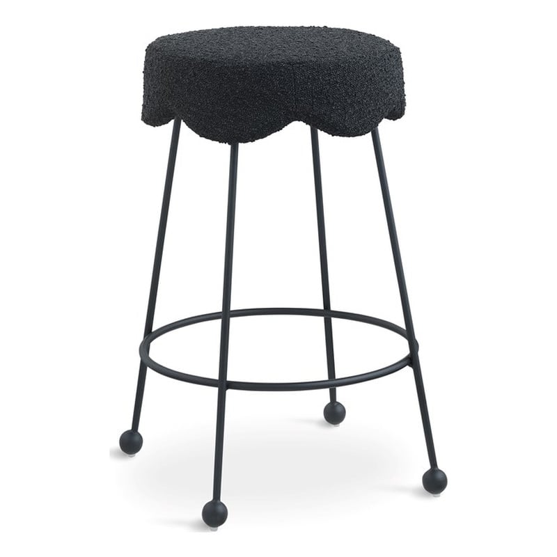 Pemberly Row Modern / Contemporary Black Boucle Fabric Counter Stool