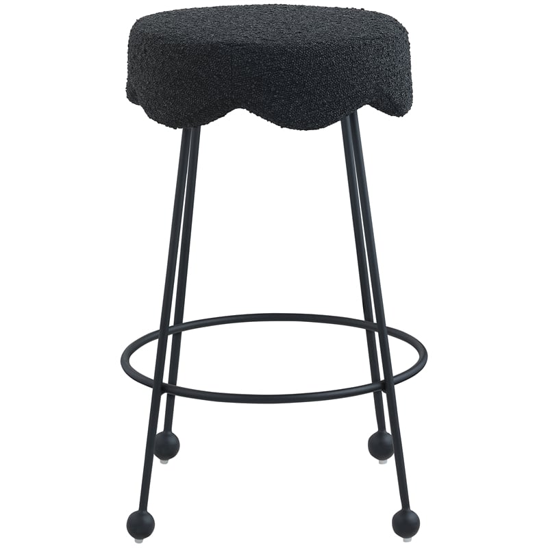 Pemberly Row Modern / Contemporary Black Boucle Fabric Counter Stool