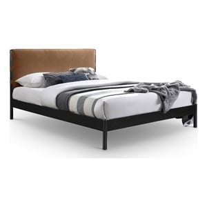 Pemberly Row Modern Mid-Century Soft Cognac Vegan Leather Full Bed